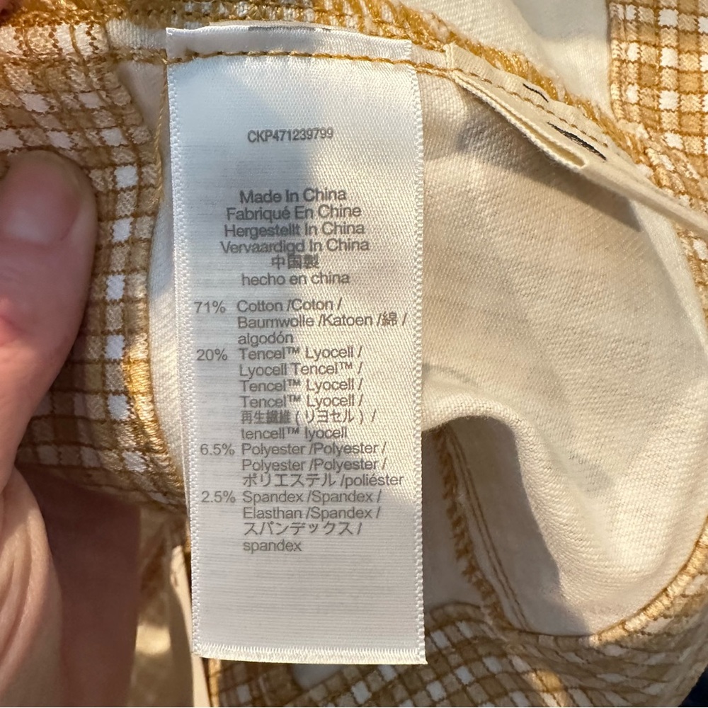 NWT Madewell Denim Supercrop Tank Top Mini Check Autumn Gold size 2 - Picture 6 of 7